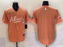 Men's Atlanta Braves Blank Peach 2024 Atliens & Peach With Outkast Patch Vapor Limited Jersey