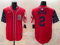 Men's New York Yankees #2 Derek Jeter Red American Style Limited Stitched Jersey