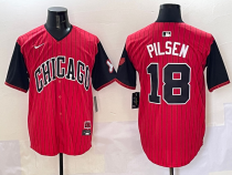 Men's Chicago White Sox #18 Pilsen Red/Black 2025 City Connect Limited Stitched Jersey