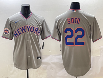 Men's New York Mets #22 Juan Soto Grey Stitched Baseball Jersey