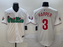 Men's Philadelphia Phillies #3 Bryce Harper White Phanatic Limited Stitched Jersey