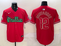Men's Philadelphia Phillies #12 Kyle Schwarber Red Phanatic Limited Stitched Jersey