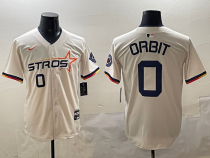 Men's Houston Astros #0 Orbit Cream 2025 City Connect Limited Stitched Baseball Jersey