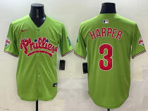 Men's Philadelphia Phillies #3 Bryce Harper Light Green Phanatic Limited Stitched Jersey