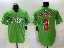 Men's Philadelphia Phillies #3 Bryce Harper Light Green Phanatic Limited Stitched Jersey