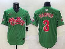 Men's Philadelphia Phillies #3 Bryce Harper Green Phanatic Limited Stitched Jersey