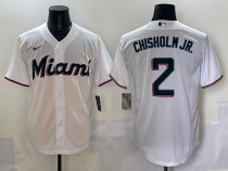 MLB Miami Marlins #2 Chisholm Jr White Game Nike Jersey