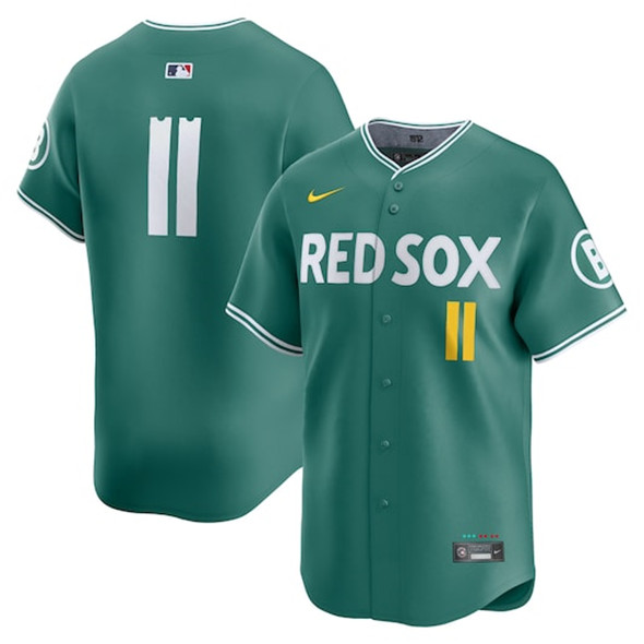Men's Boston Red Sox #11 Rafael Devers Green 2025 City Connect Limited Stitched Jersey