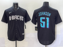 Men's Arizona Diamondbacks #51 Randy Johnson Black Stitched Baseball Jersey