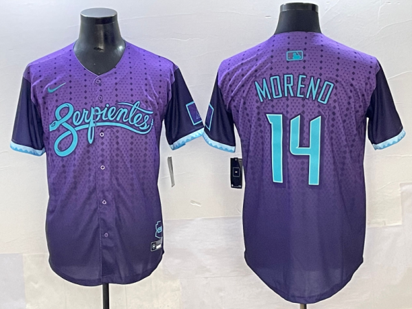 Men's Arizona Diamondbacks #14 Gabriel Moreno Purple 2025 City Connect Limited Stitched Jersey
