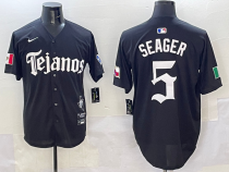 Men's Texas Rangers #5 Seager Black Mexico Cool Base Stitched Baseball Jersey