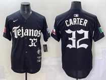 Men's Texas Rangers #32 Evan Carter Black Mexico Cool Base Stitched Baseball Jersey