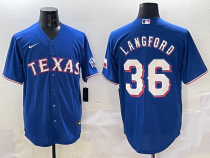 Men's Texas Rangers #36 Langford Royal Nike Game Jersey