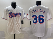 Men's Texas Rangers #36 Langford White Nike Game Jersey