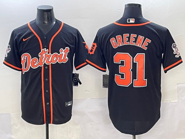 Men's Detroit Tigers #31 Riley Greene Black Game Nike Jersey
