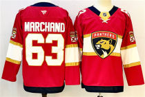 Men's Florida Panthers #63 Brad Marchand Red 2024-25 Home Stitched Hockey Jersey