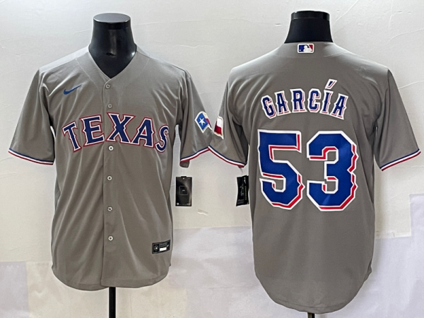 Men's Texas Rangers #53 Adolis García Grey Nike Game Jersey