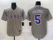 Men's Texas Rangers #5 Corey Seager Grey Nike Game Jersey