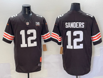 Men's Cleveland Browns #12 Shedeur Sanders Brown 2025 Draft F.U.S.E. With Jim Brown Limited Jersey