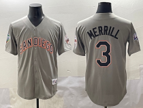Men's MLB San Diego Padres #3 Merrill Grey Game Jersey