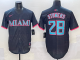 MLB Miami Marlins #28 Stowers Black Game Nike Jersey