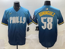 Men's Philadelphia Phillies #58 Seranthony Domínguez Blue 2024 City Connect Limited  Jersey