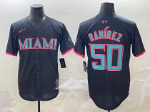 MLB Miami Marlins #50 Ramirez Black Game Nike Jersey