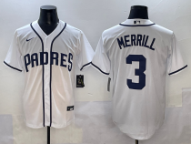 Men's MLB San Diego Padres #3 Merrill Navy Game Jersey