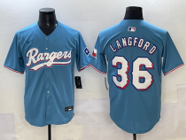 Men's Texas Rangers #36 Langford Blue Nike Game Jersey
