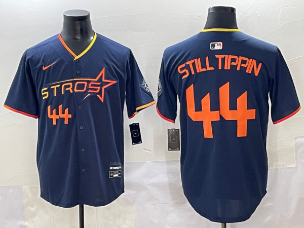 Men's Houston Astros #44 Still Tippin Navy 2025 City Connect With Texas Patch Limited Jersey