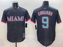MLB Miami Marlins #9 Edwards Black Game Nike Jersey