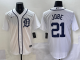 Men's Detroit Tigers #21 Jobe White Stitched Baseball Jersey