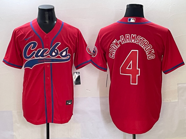 Men's Chicago Cubs #4 Pete Crow-Armstrong Red Stitched Baseball Jersey