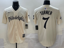 Men's Philadelphia Phillies #7 Trea Turner Cream GOTHIC Vapor Limited Stitched Jersey