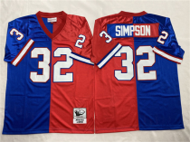 Men's Buffalo Bills #32 O.J. Simpson Blue/Red Split Throwback Jersey