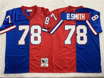 Men's Buffalo Bills #78 Bruce Smith Blue/Red Split Throwback Jersey