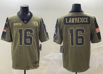 Men's Jacksonville Jaguars #16 Trevor Lawrence 2023 Olive Salute To Service Limited Jersey