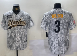 Men's Pittsburgh Steelers #3 Russell Wilson Arctic Camo 2024 Salute to Service Jersey