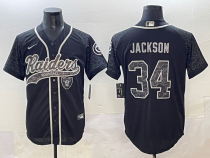 Men's Las Vegas Raiders #34 Bo Jackson Black Cool Base Stitched Baseball Jersey