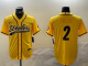 Men's Pittsburgh Steelers #2 Justin Fields Yellow Baseball Nike Jersey