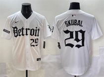 Men's Detroit Tigers #29 Tarik Skubal White 'Motor Gothic Edition' Vapor Premier Limited Jersey