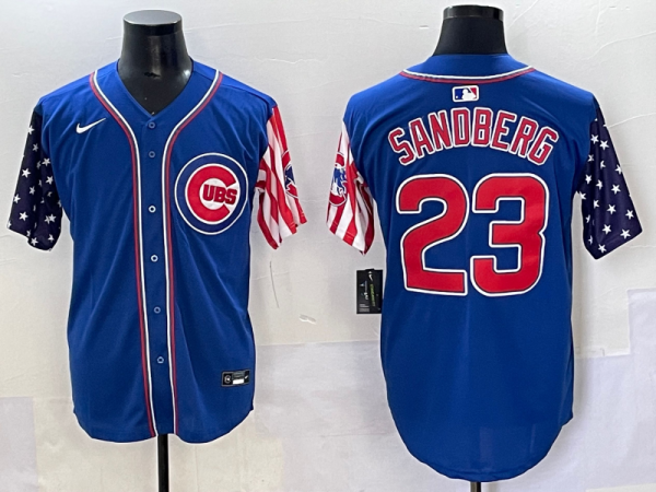Men's Chicago Cubs #23 Sandberg Blue Stitched Baseball Jersey