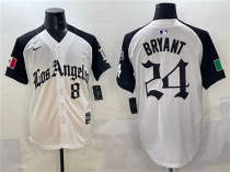 Men's Los Angeles Dodgers Front #8 Back #24 Kobe Bryant White/Black Mexico 2025 LA Gothic Style Jersey
