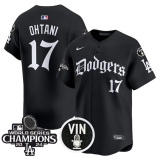 Men's Los Angeles Dodgers #17 Shohei Ohtani Black Mexico 2025 LA Gothic Style With Vin Jersey