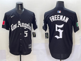 Men's Los Angeles Dodgers #5 Freddie Freeman Black Mexico 2025 LA Gothic Style Jersey