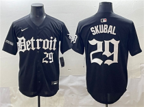 Men's Detroit Tigers #29 Tarik Skubal Black 'Motor Gothic Edition' Vapor Premier Limited Jersey