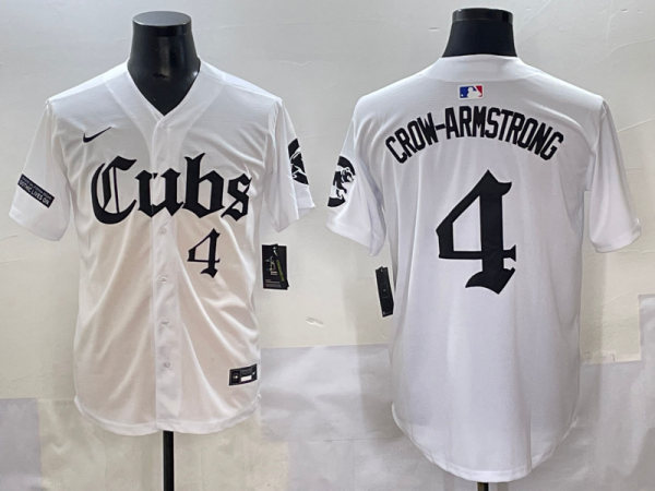 Men's Chicago Cubs #4 Pete Crow-Armstrong White Stitched Baseball Jersey
