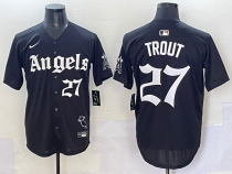 MLB Los Angeles Angels #27 Trout Black New Jersey