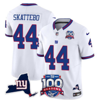 Men's New York Giants #44 Cam Skattebo White 2025 Draft F.U.S.E. 100th Season & State Jersey