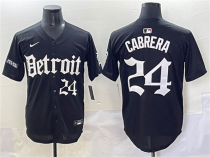Men's Detroit Tigers #24 Miguel Cabrera Black 'Motor Gothic Edition' Vapor Premier Limited Jersey